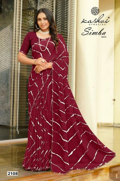 Kashvi Simba Vol 21 catalog Georgette Lehariya saree surat ki