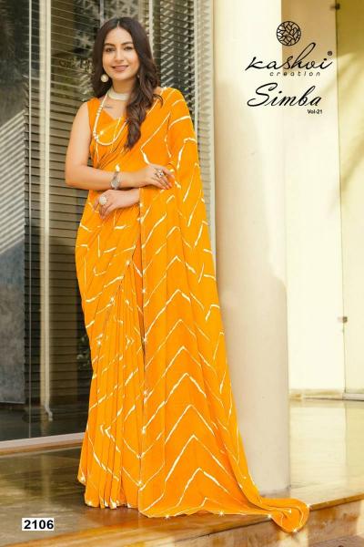 Kashvi Simba Vol 21 catalog Georgette Lehariya saree surat ki
