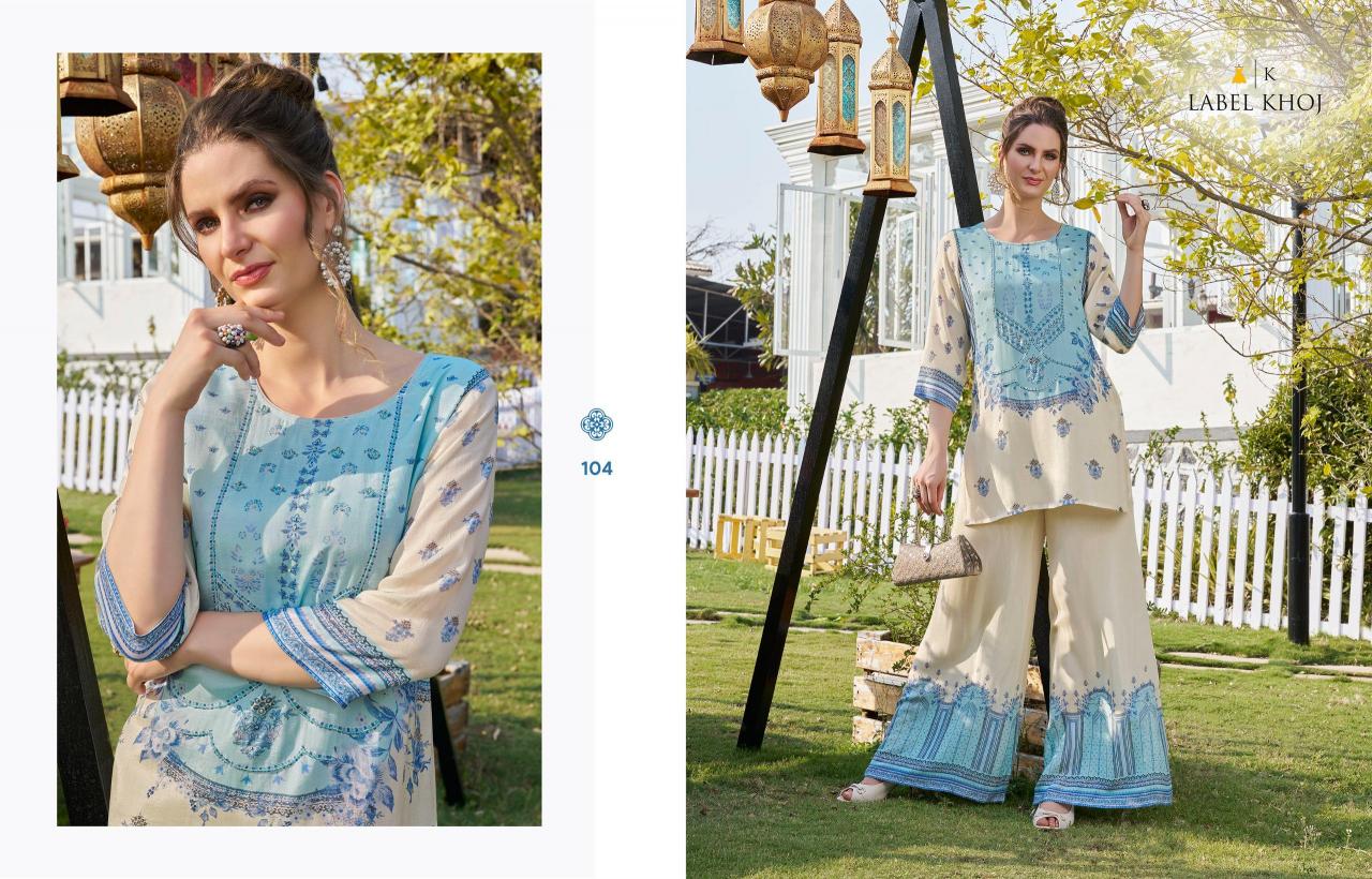 Label Khoj Vacay Mode catalog modest co ord sets pakistan style replica