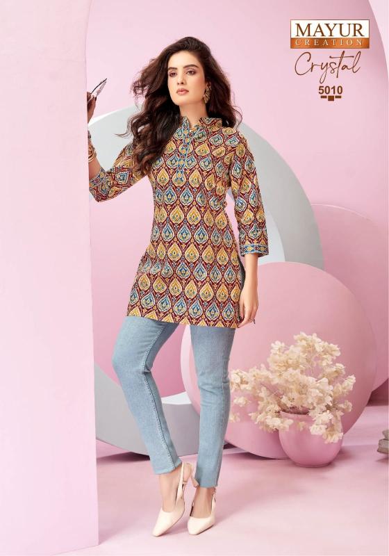 Mayur Crystal Vol 5 catalog indian party wear short kurtis