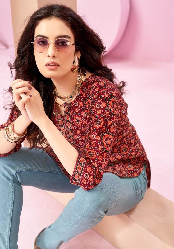 Mayur Crystal Vol 5 catalog indian party wear short kurtis