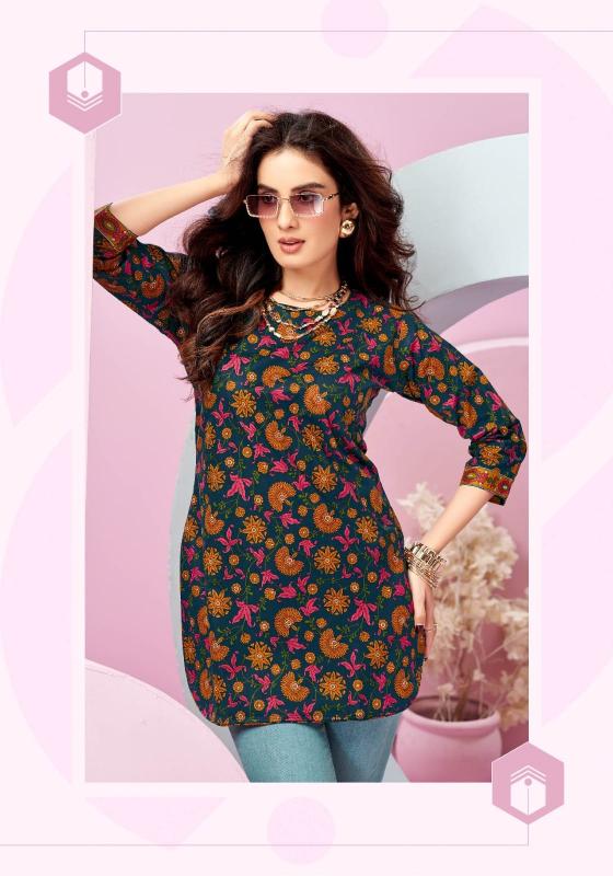 Mayur Crystal Vol 5 catalog indian party wear short kurtis