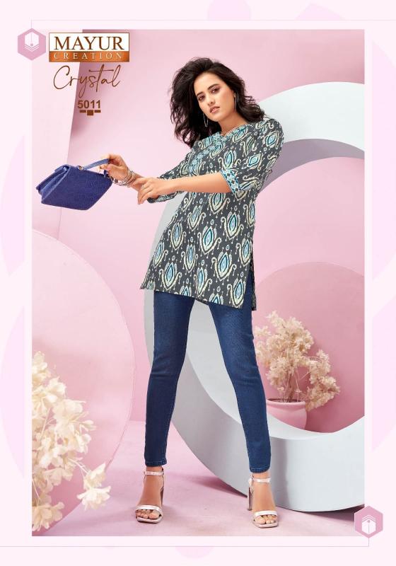 Mayur Crystal Vol 5 catalog indian party wear short kurtis