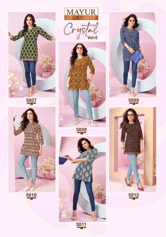 Mayur Crystal Vol 5 catalog indian party wear short kurtis