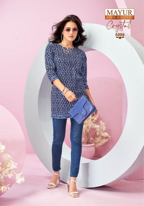 Mayur Crystal Vol 5 catalog indian party wear short kurtis