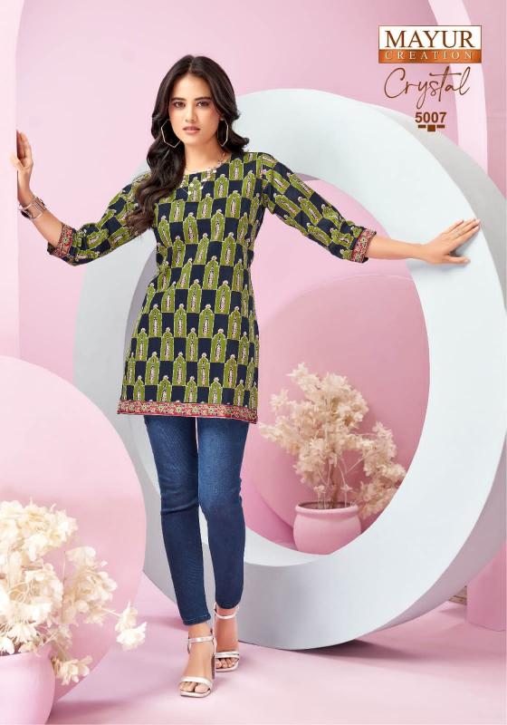 Mayur Crystal Vol 5 catalog indian party wear short kurtis