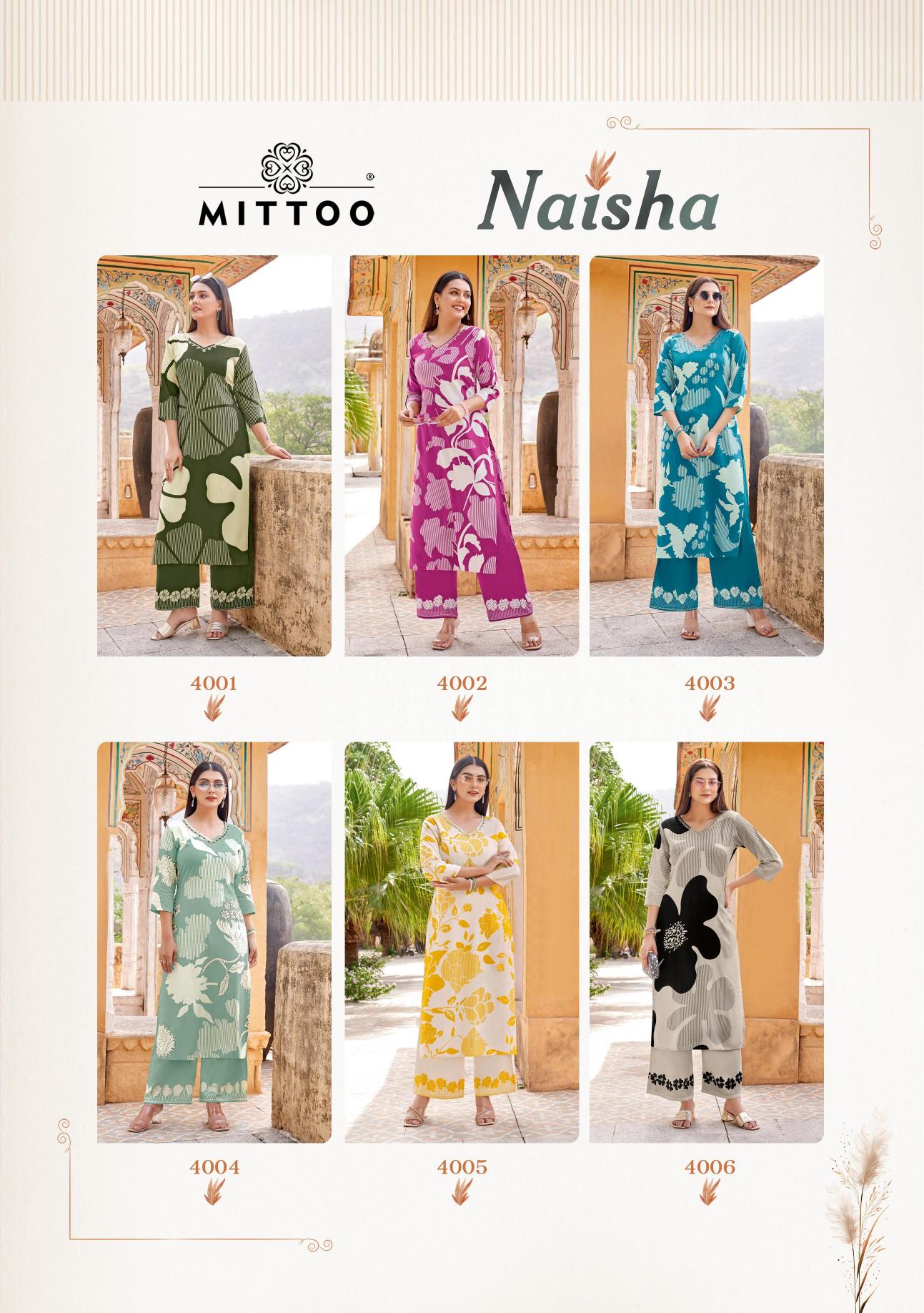 Mittoo Naisha catalog coord set for women wholesale