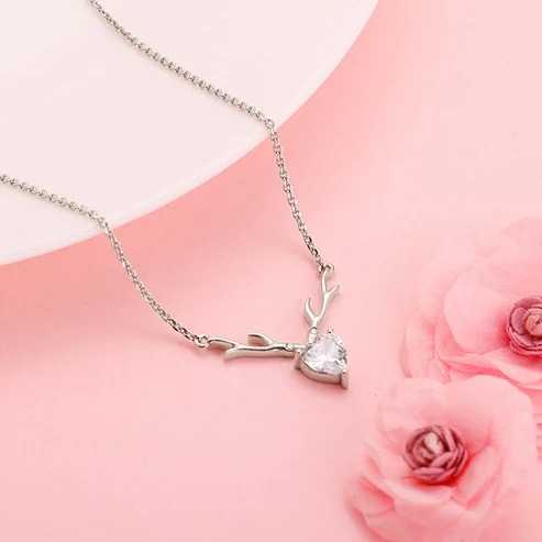 Nitya 925 Silver Deer Heart Necklace