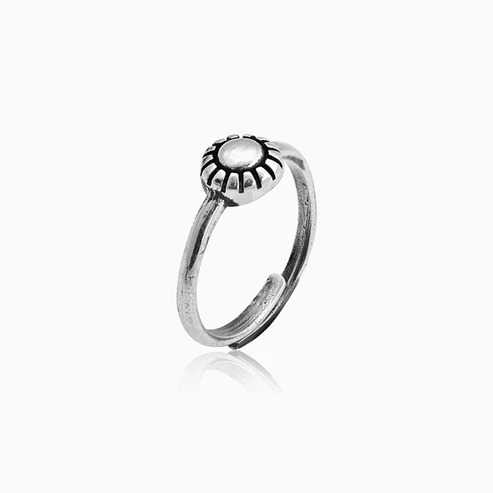 Nitya Oxidised Silver Pretty Floral Toe Rings