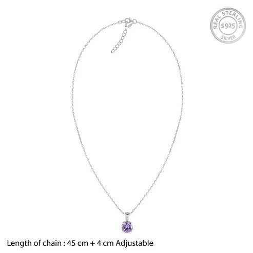 Nitya Silver Gracious Purple Pendant with Link Chain