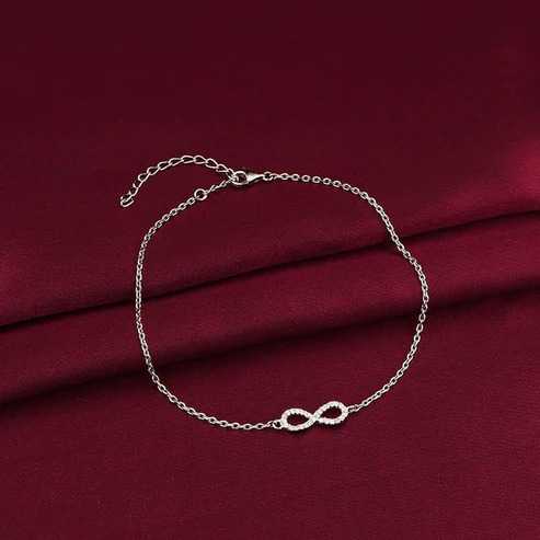 Nitya Silver Infinity Zircon Anklet