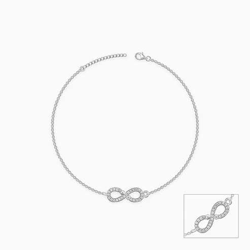 Nitya Silver Infinity Zircon Anklet