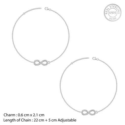 Nitya Silver Infinity Zircon Anklet