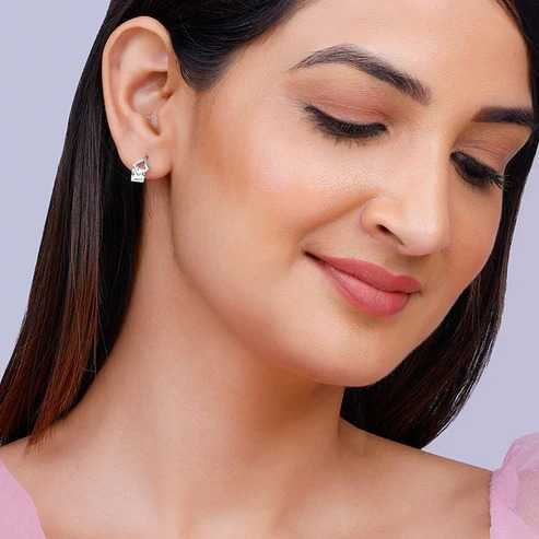 Nitya Silver Quadrangle Earrings