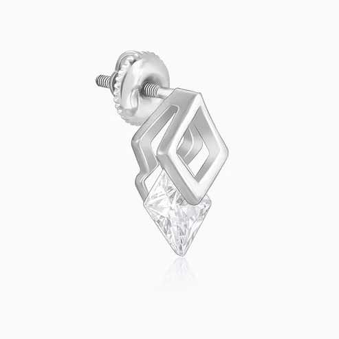 Nitya Silver Quadrangle Earrings