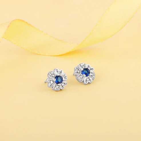 Nitya Silver Royal Blue Bloom Studs