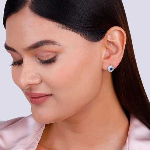 Nitya Silver Royal Blue Bloom Studs