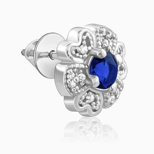 Nitya Silver Royal Blue Bloom Studs