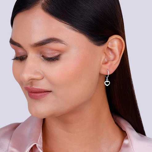 Nitya Silver Small Heart Drop Earrings