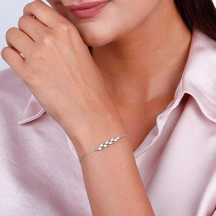 Nitya Silver Zircon Ferns Bracelet