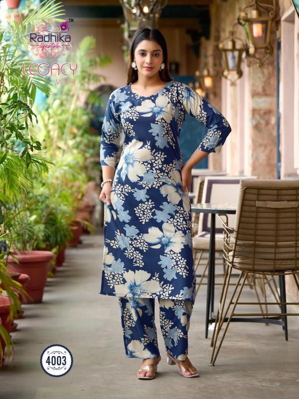 Radhika Lifestyle Legacy vol 4 catalog western cord sets for women