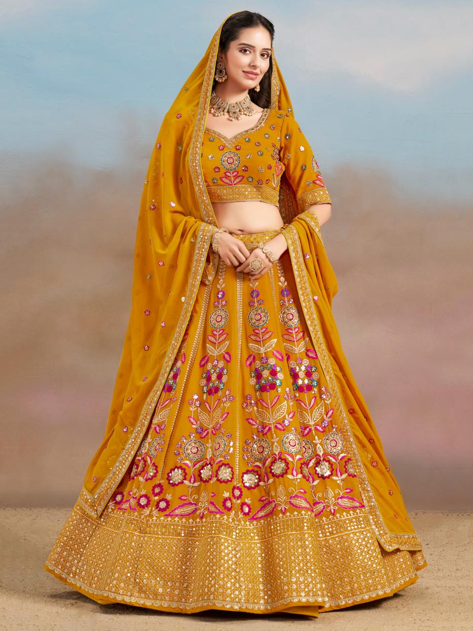 Sabella 6008 Yellow catalog lehenga online india with price