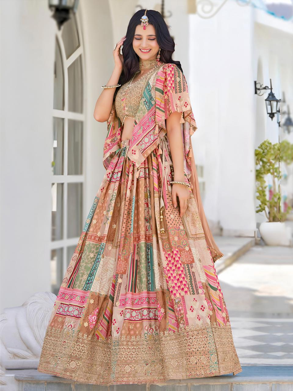 Sabella 7050 Beige catalog brides of india lehengas