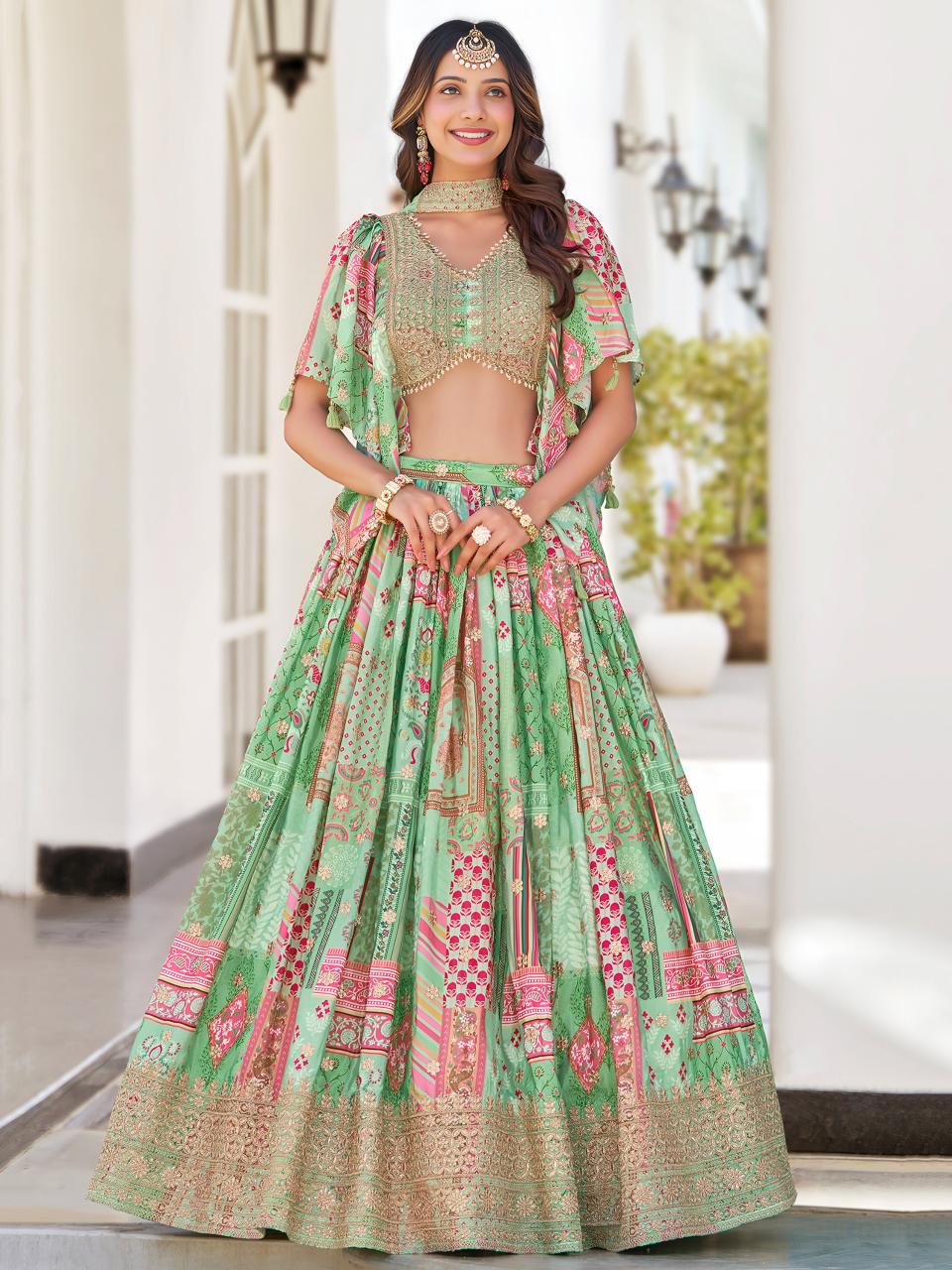 Sabella 7050 Green catalog buy party wear lehenga online india