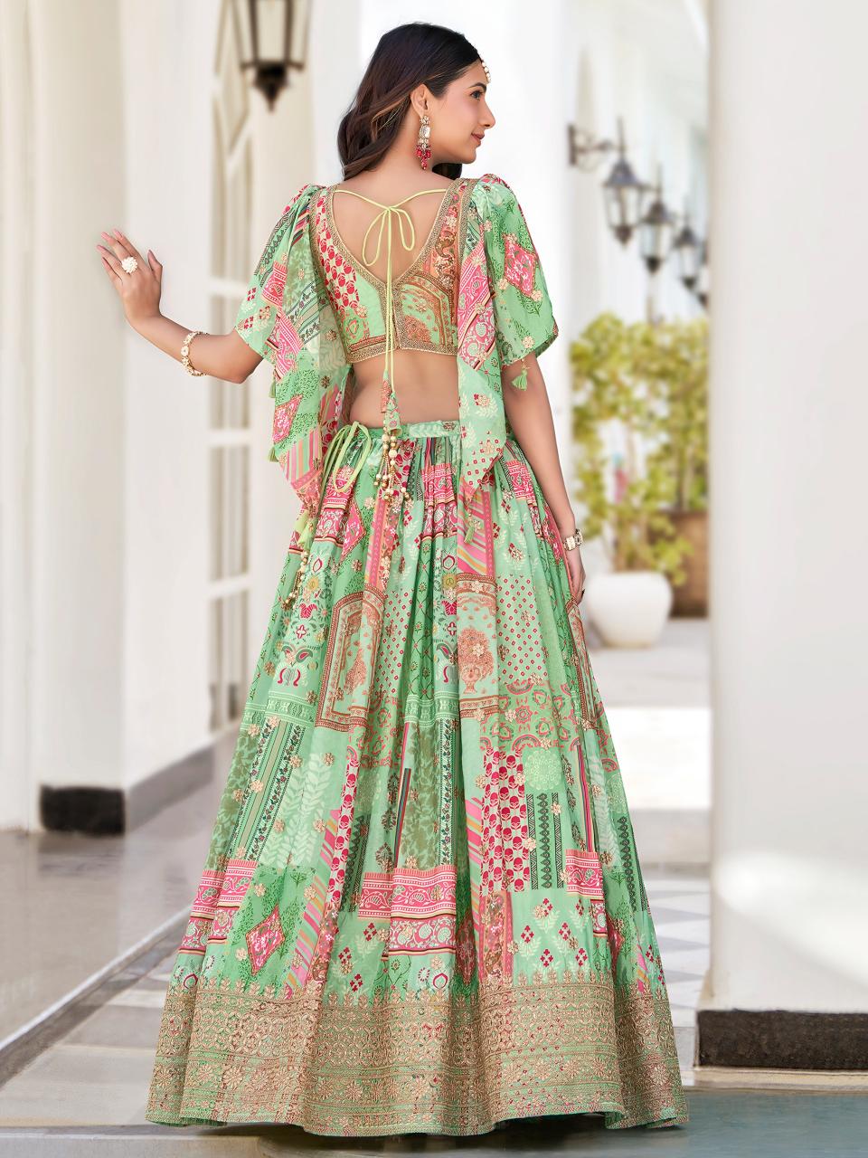 Sabella 7050 Green catalog buy party wear lehenga online india