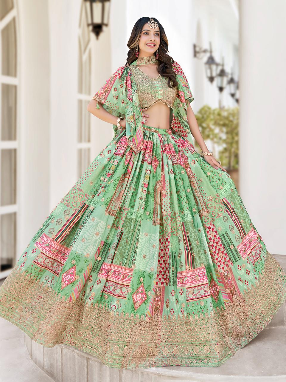 Sabella 7050 Green catalog buy party wear lehenga online india