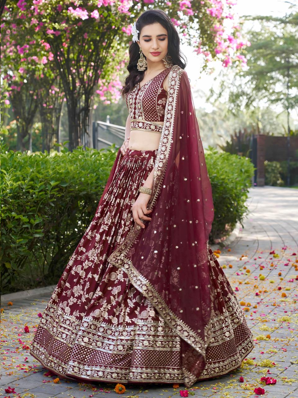 Sabella 7100 Maroon catalog buy bridal lehengas online in india