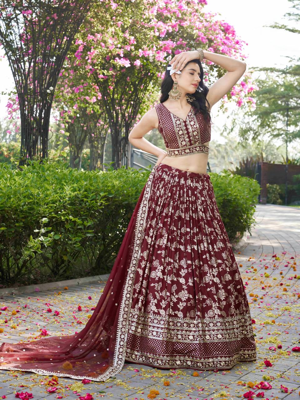 Sabella 7100 Maroon catalog buy bridal lehengas online in india