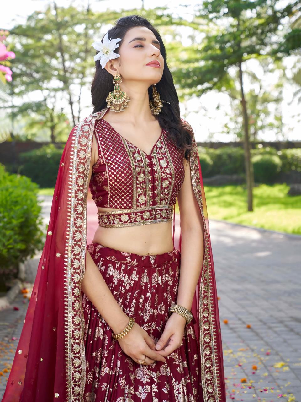 Sabella 7100 Maroon catalog buy bridal lehengas online in india