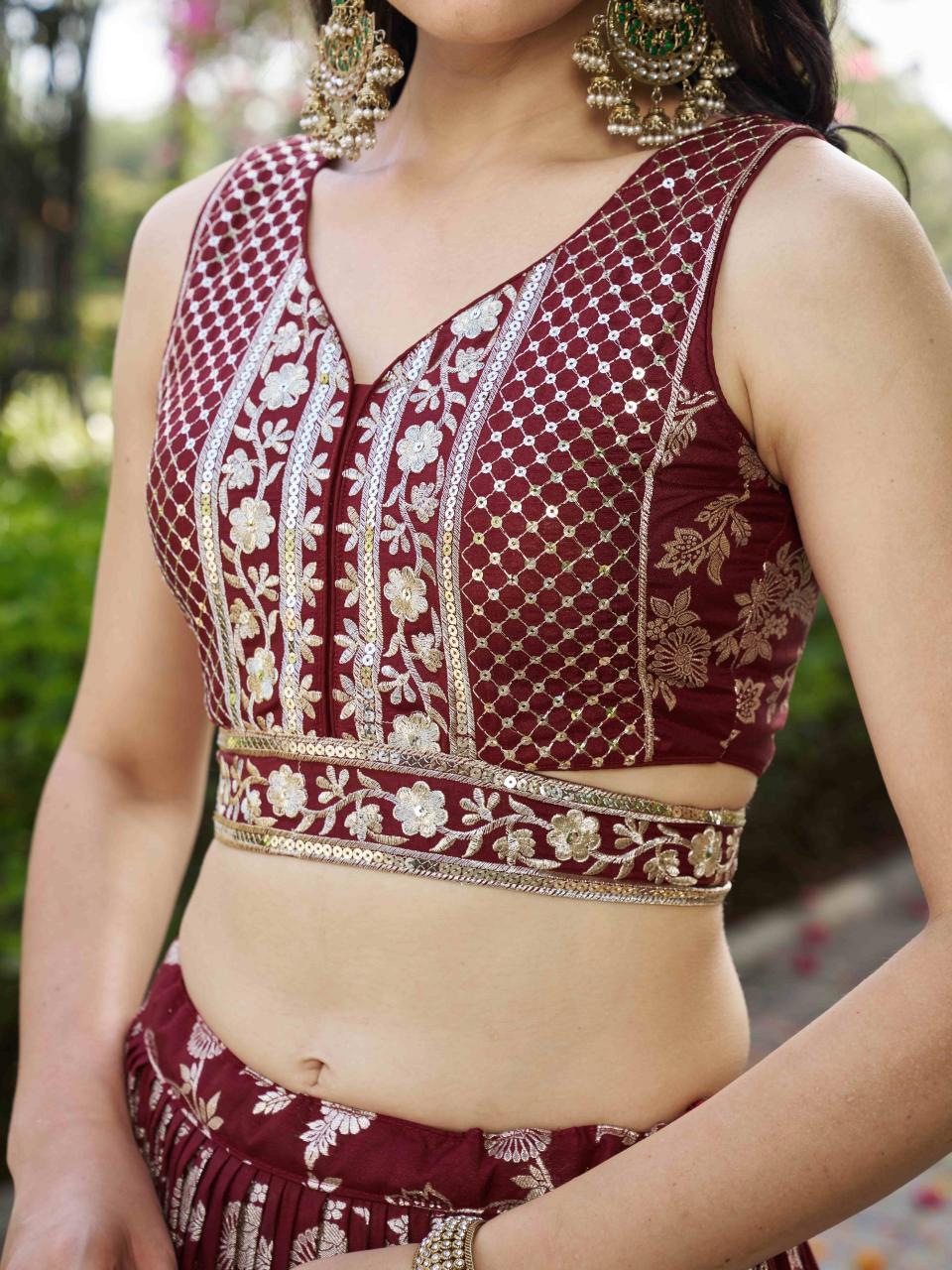 Sabella 7100 Maroon catalog buy bridal lehengas online in india