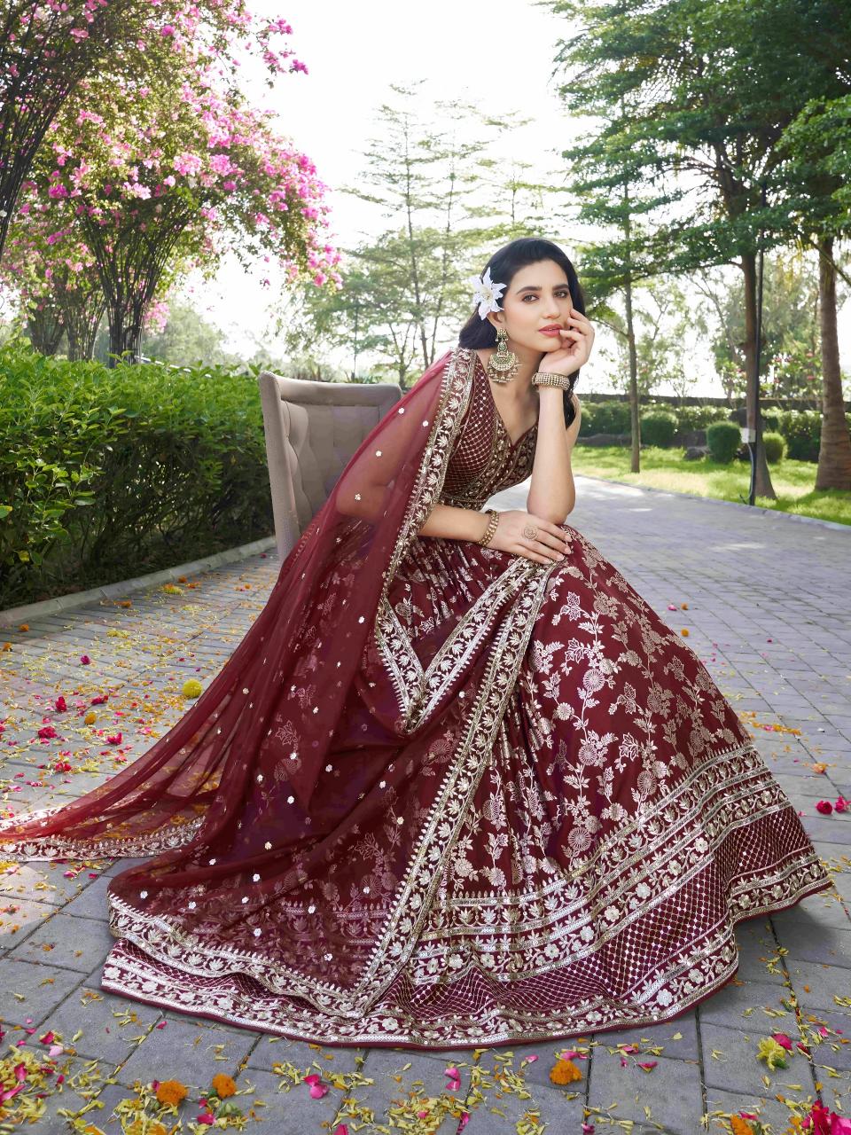 Sabella 7100 Maroon catalog buy bridal lehengas online in india