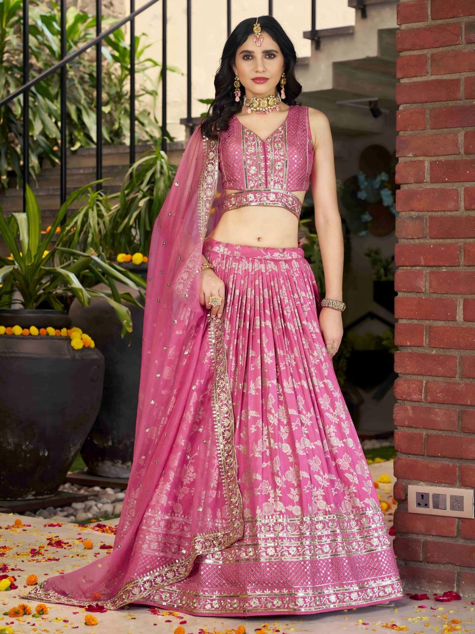 Sabella 7100 Pink catalog lehenga dress images with price in india