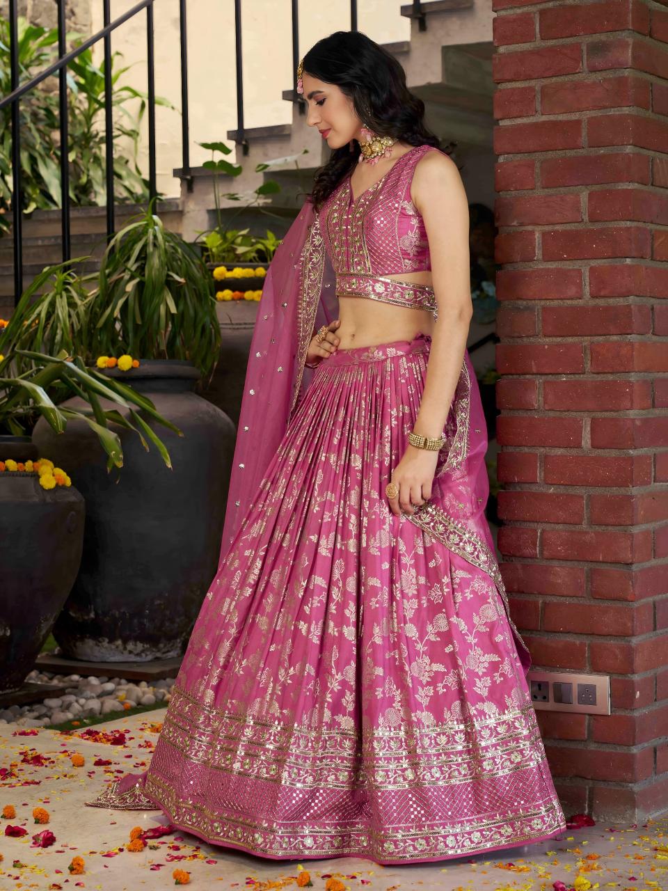 Sabella 7100 Pink catalog lehenga dress images with price in india