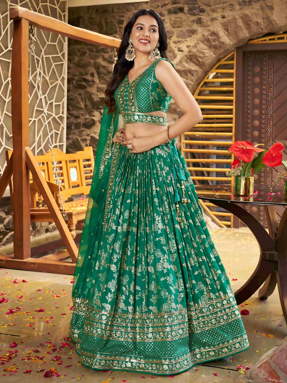 Sabella 7100 Rama Green catalog buy designer bridal lehenga online in india