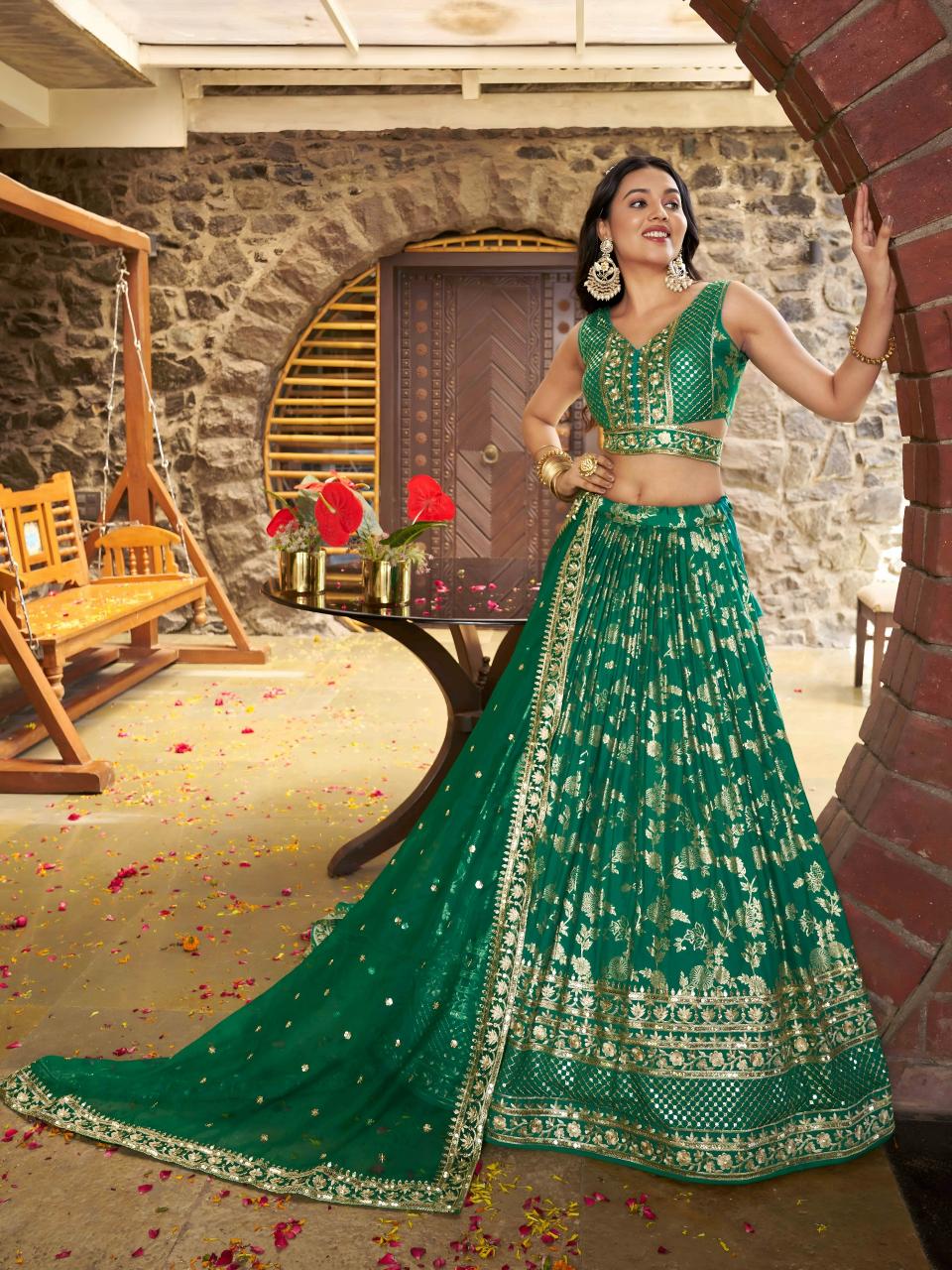Sabella 7100 Rama Green catalog buy designer bridal lehenga online in india