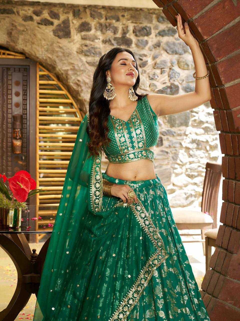 Sabella 7100 Rama Green catalog buy designer bridal lehenga online in india
