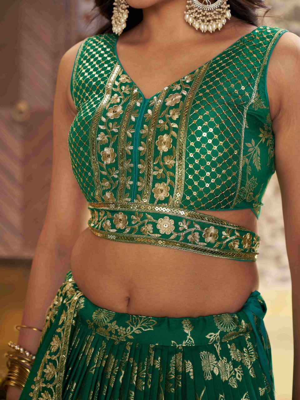 Sabella 7100 Rama Green catalog buy designer bridal lehenga online in india