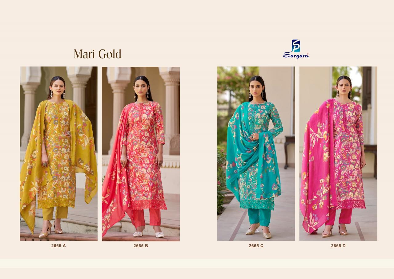 Sargam Mari Gold catalog wholesale dress materials catalog