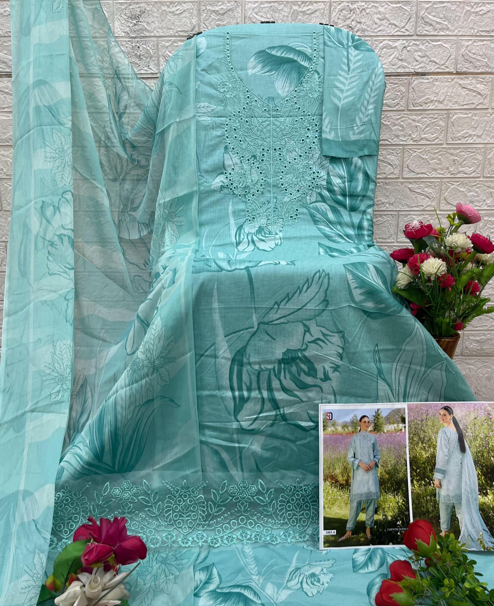 Sharaddha Flora Vol 1 Catalog Cotton Duppatta pakistani replica suits wholesale in india 