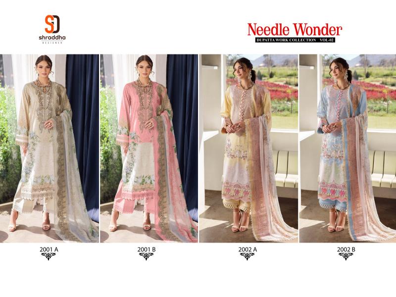 Sharaddha Needle Wonder Vol 2 catalog Chiffon Duppatta pakistani suits importer wholesaler delhi