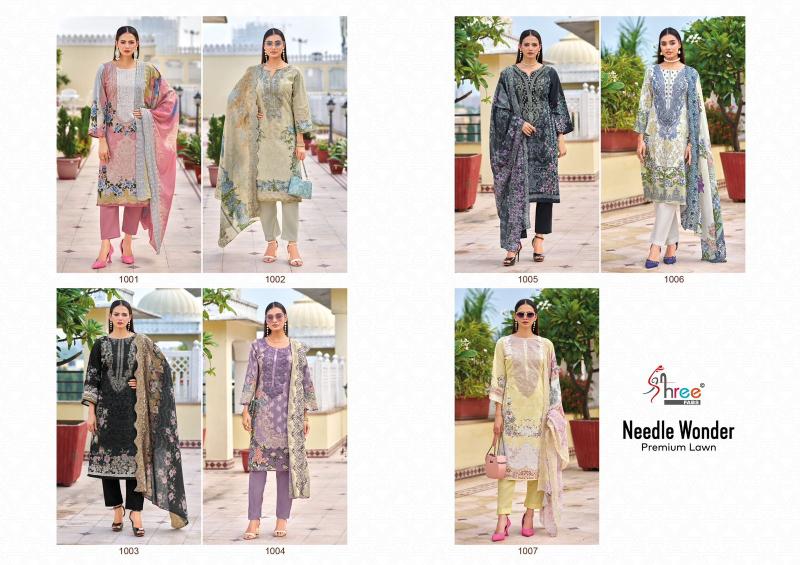 Shree Needle wonder premium lawn Catalog Chiffon Duppatta wholesale pakistani suites